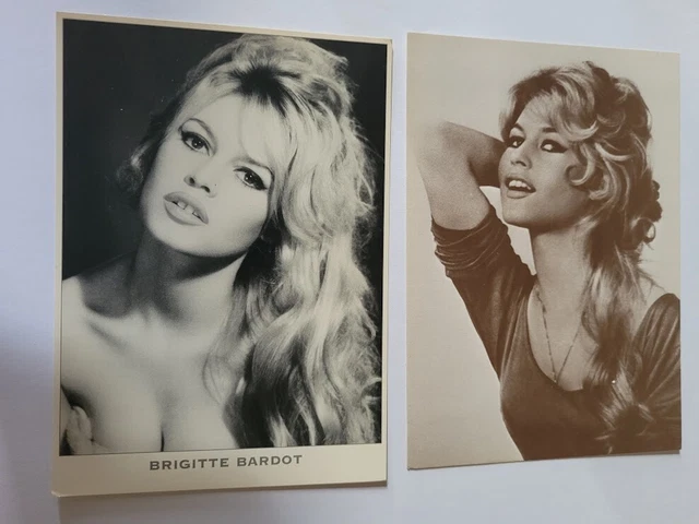CARTE POSTALE NOIR Et Blanc Actrice Brigitte Bardot Annee 50 / 2 Cartes
