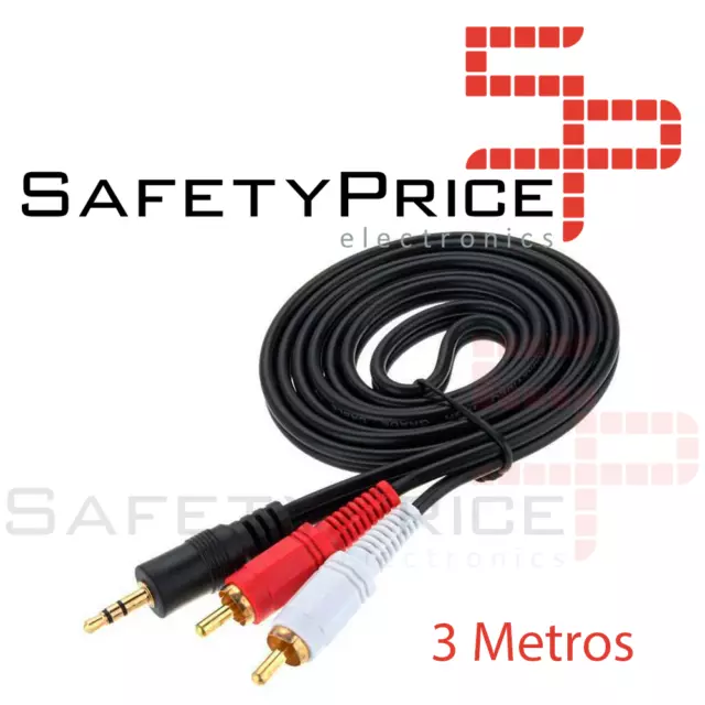 Cable Audio Estereo Mini Jack 3.5mm macho a 2 RCA macho 3 Metros MiniJack 2RCA