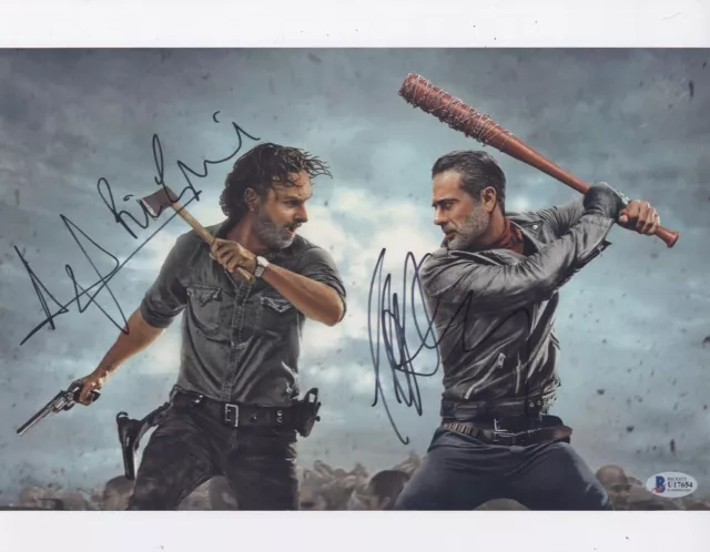 THE WALKING DEAD Andrew Lincoln Jeffrey Dean Morgan SIGNED 11X14 PHOTO COA BAS 