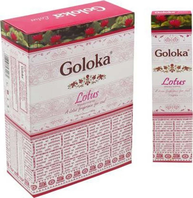 Goloka Lotus Fregrance Agarbatti Incense Sticks 12 Packs of 15g X 180g