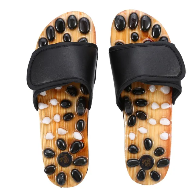 (39-Black)Acupressure Foot Massager Slippers For Women Men Reflexology