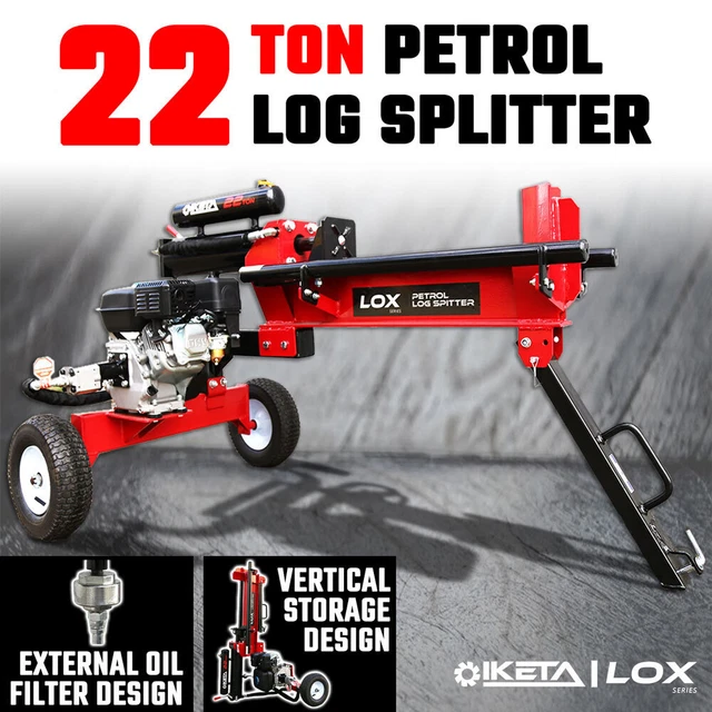 22 TON HYDRAULIC Log Splitter Petrol Engine Fire Wood Axe Cutter Split ...