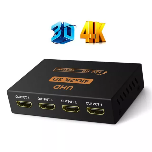 Amplifier 4 Way Output HDMI 1 In Splitter Switch Hub Box Supports Full 4K 3D HD