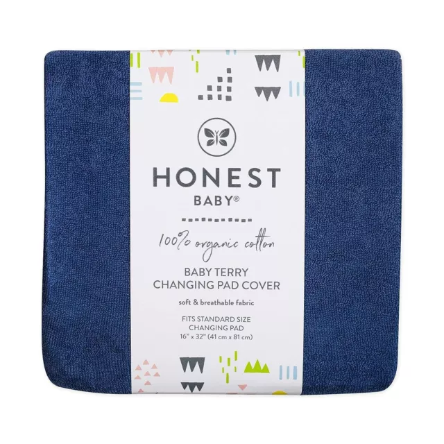 Baby Changing Pad Cover 100% Organic Cotton 16-Inch x 32-Inch Blue Honest Baby
