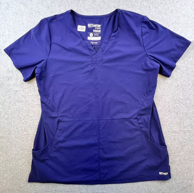 Greys Anatomy Scrub Top Womens Small Blue Short Sleeve V Neck Barco Shirt Ladies