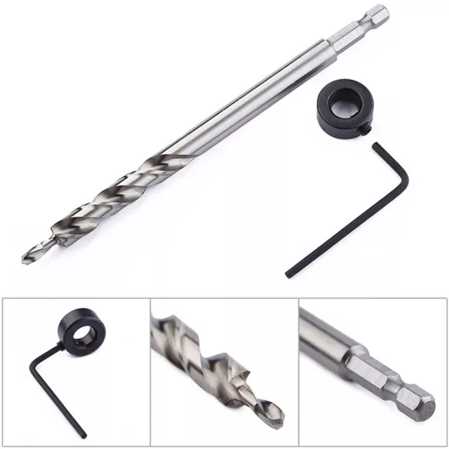 3/8inch(9.5mm) Hex Twist Step Drill Bit Set for Pocket Hole Drill Jig Guide Kit