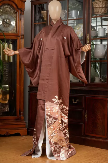Dear Vanilla Japanese Silk Tomesode Kimono Women's Authentic Japan Made Vintage