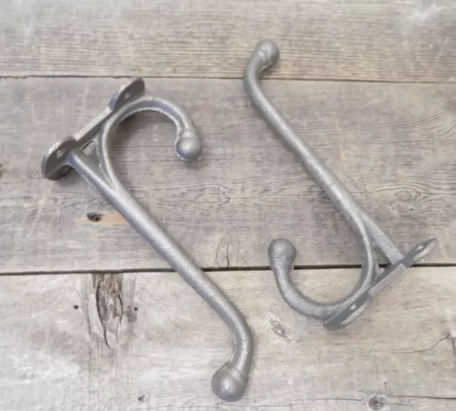 2 Large Harness Hooks Rack Coat Hat Wall Cast Iron Barn Heavy Duty 7 1/2" Long