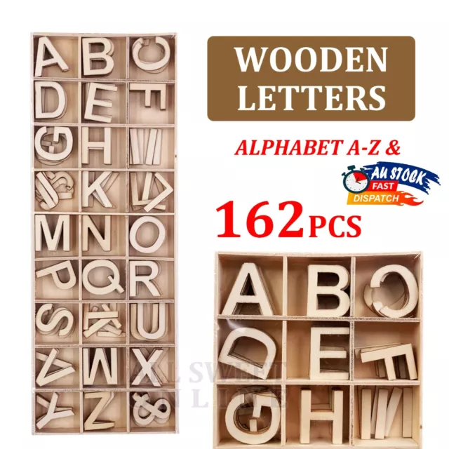 162pcs Wooden Letter Alphabet A-Z MDF Craft Art Word Name Spelling Gift Decor AU