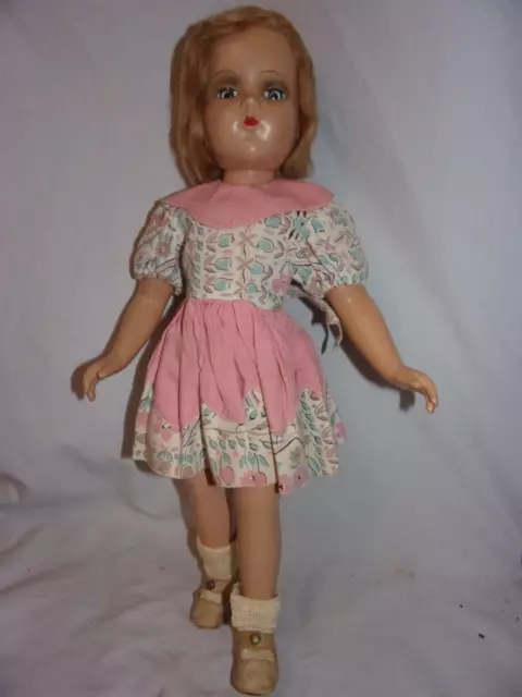 Vintage 1940s R&B Arranbee Nancy Lee 17" Composition Doll  Pink Party Dress VGC