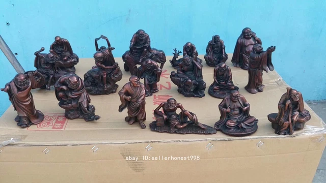Bronze Figures of Eighteen Arhats in Tibetan Buddhist Temple buddha Statue set