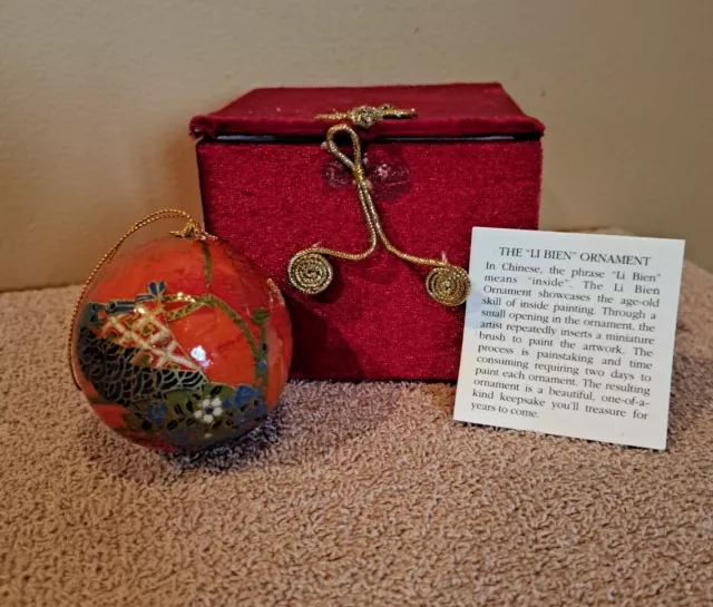 Vtg Li Bien OOAK Inside Painted Multicolor Chinese Christmas Ornament With Box