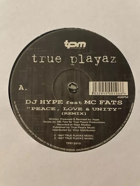 DJ Hype & MC Fats – Peace Love & Unity Remix / Jump 12" Drum & Bass Jungle Vinyl