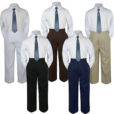 3pc Boys Baby Toddler Kids Dark Gray Necktie Formal Set Uniform School Suit S-7