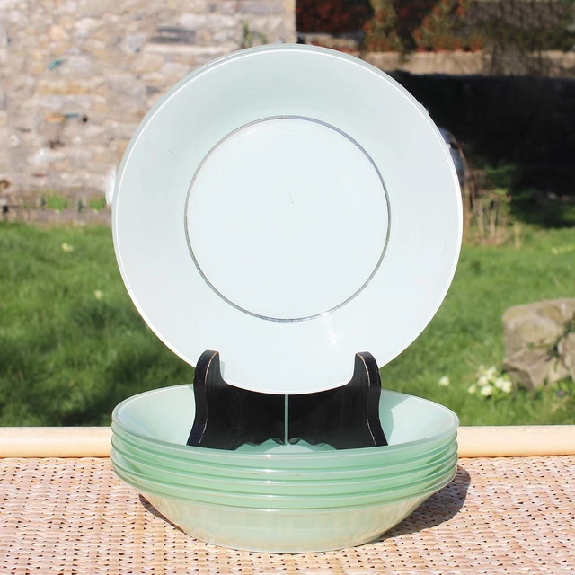 6 assiettes creuses L'Amandinoise Jaune et dorée Années 50 Blanc/Jaune