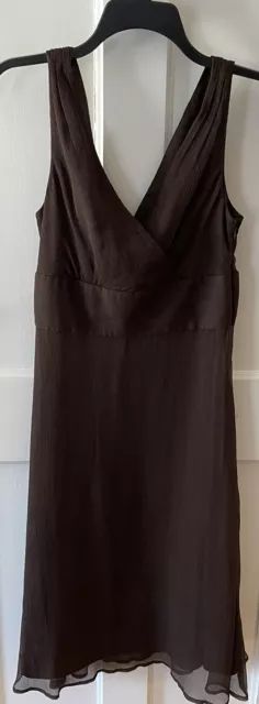 NWOT WOMEN JCREW BROWN SILK CHIFFON MIDI DRESS size 8 36”B 29”W 43”L