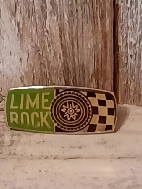 Lime Rock Racing Lapel Pin Hat Pin Tie Tack Car Racing Checkered Flag Gold Tone