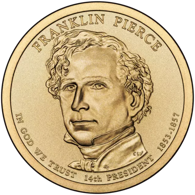 Uncirculated US Presidential Dollar in capsule - 2010 Franklin Pierce  P Mint