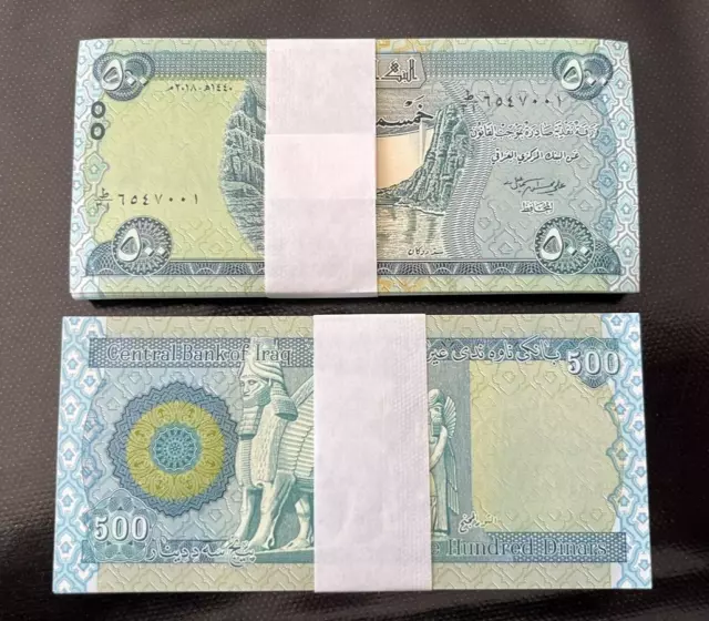 Iraq 500 Dinars Full Bundle 50,000 (100 x 500) UNC 2018 50K IQD IRAQI DINAR UNC
