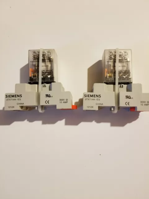 Lot Of 2 Siemens 3Tx7111-3Hf13C Relay Coil With 3Tx7144-1E5 Relay Socket