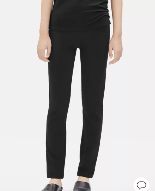 Eileen Fisher Petite Stretch Ponte Pants Small Womens Pull On Slim Pant Black