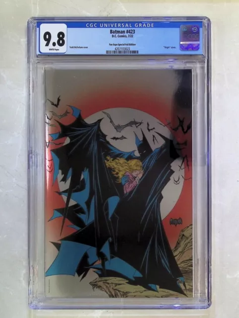 Batman 423 Fan Expo Rouge Argent Feuille Variante Cgc 9.8 Todd Mcfarlane Housse