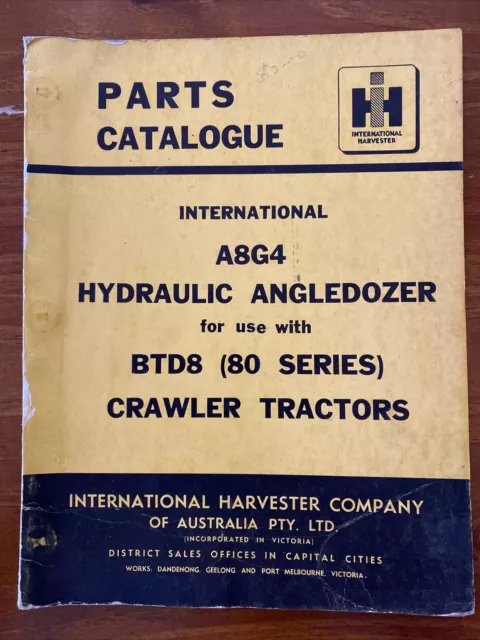 Parts Catalogue International A8G4 Hydraulic Angledozer BTD8 Crawler Tractors