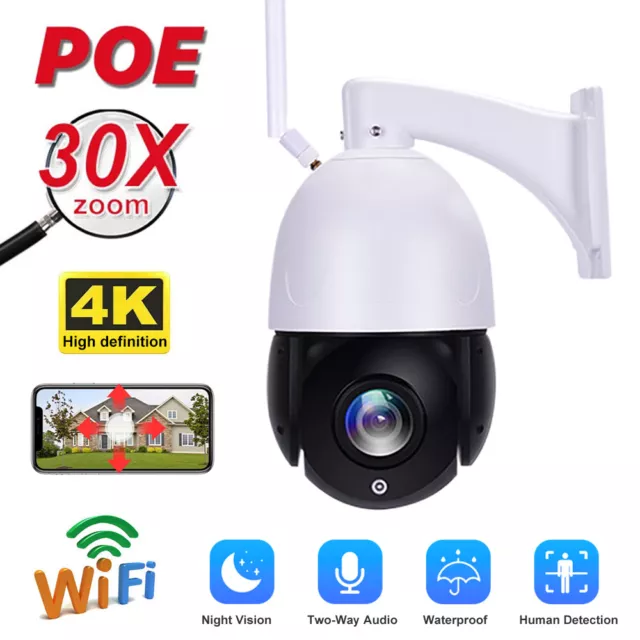 POE 5MP 30X Zoom HD Outdoor PTZ IP Speed Dome Kamera Auto Tracking 2-Wege Audio