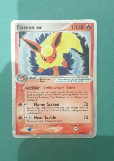 Flareon EX 108/113 Holo seltene WIRL Pokémonkarte - EX Delta Spezies - TOP