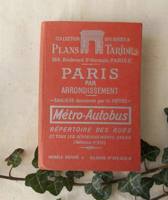 Ancien Livre Plan De Paris Taride Metro Autobus  N°315