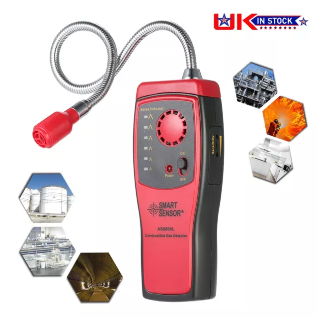 UK Combustible Gas Leak Detector Methane natural Gas Tester Sound Alarm Sensor