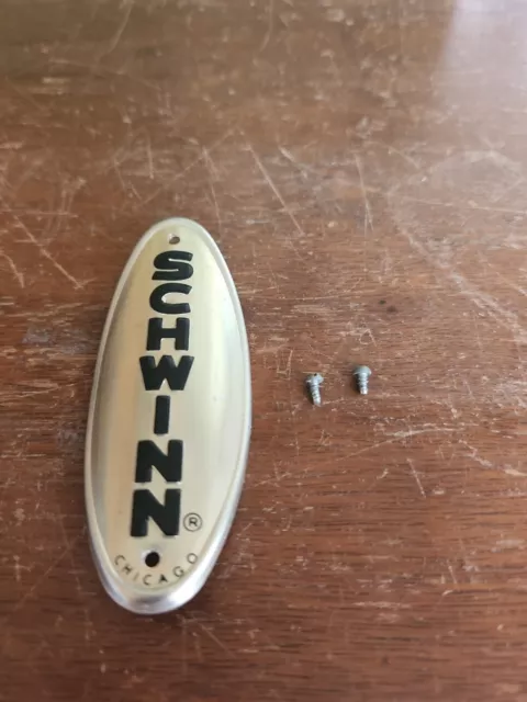 Vintage Schwinn gold tinted headbadge w/ 2 screws