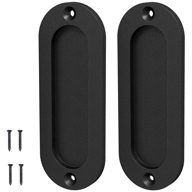 2 Pcs Door Pull Handles Carbon Steel Sliding Barn Door Pull Flush Handle bexAs
