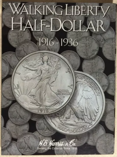 HE Harris Walking Liberty Half Dollar #1 1916-1936 Coin Folder, Album Book#2693