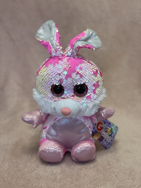 GOSH DESIGNS GOSHIE Glitzies Bunny Soft Toy Reversible Sequins 30cm ...