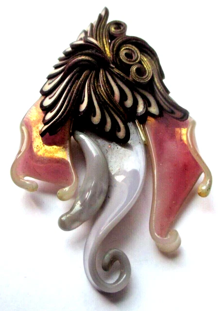 Grande Broche Créateur Résine Pastel – Bijou Fantaisie Vintage Unique