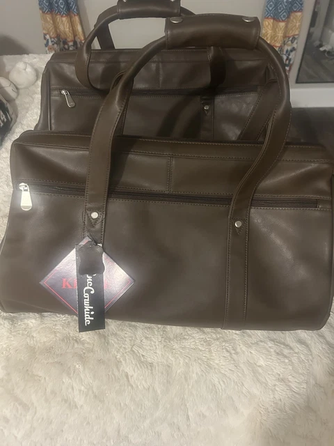 NEW KLUGE CHEYENNE Wide Mouth Duffel Bag Cowhide Leather Brown