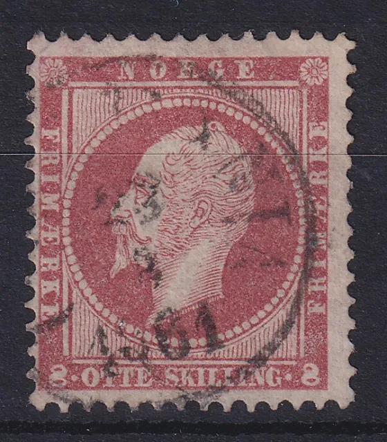 Norwegen 1856 Freimarke König Oskar I. 8 Sk. weinrot Mi.-Nr. 5 gestempelt