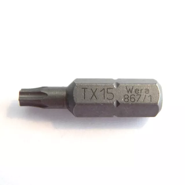 Wera Bit TX Standardaufnahme 1/4"  T10 T15 T20 T25 T30 T40 T50 Torx® I-Stern a 3