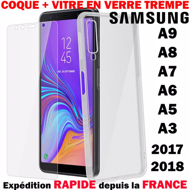 Coque Housse + Verre Trempé Pour Samsung A9 A3 A5 A6 A7 A8 2017 2018 Protection