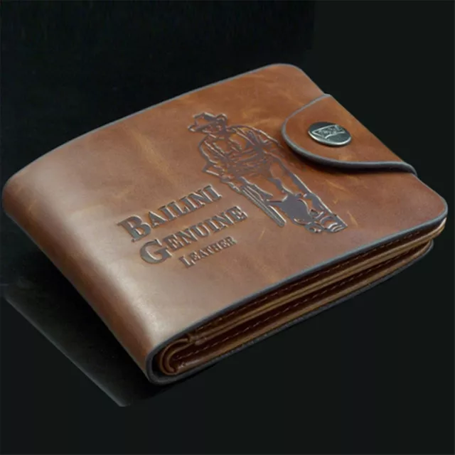 Leather Wallets for Men Credit Card Holder Purse Zip Coin Pocket Pouch ID Window