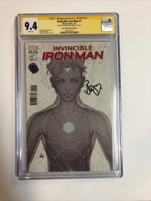 Invincible Iron Man  (2017) # 1 (CGC SS 9.4 WP) Signed Michael Bendis | Legacy