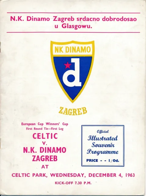 CELTIC v Dinamo Zagreb Croatia Yugoslavia (Cup Winners Cup) 1963/1964