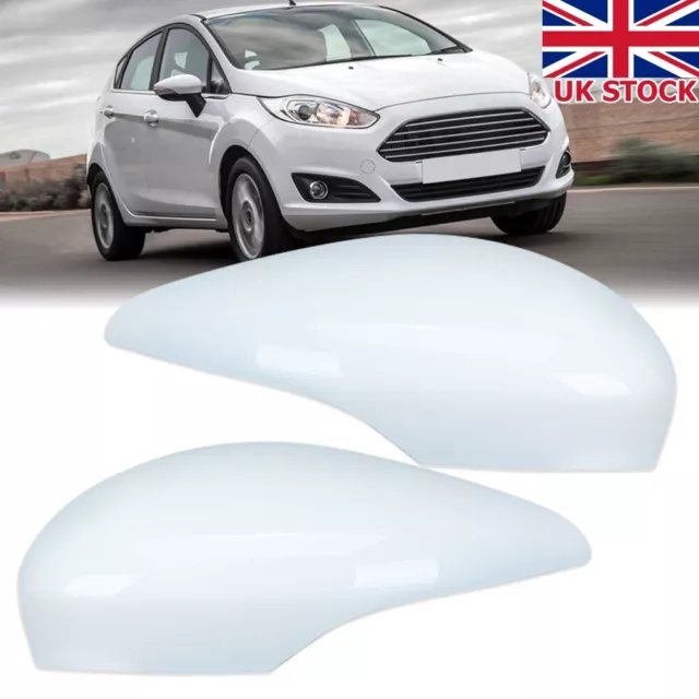 2x White Door Wing Mirror Cover Cap For Ford Fiesta MK7 2008-2017 Left+Right UK