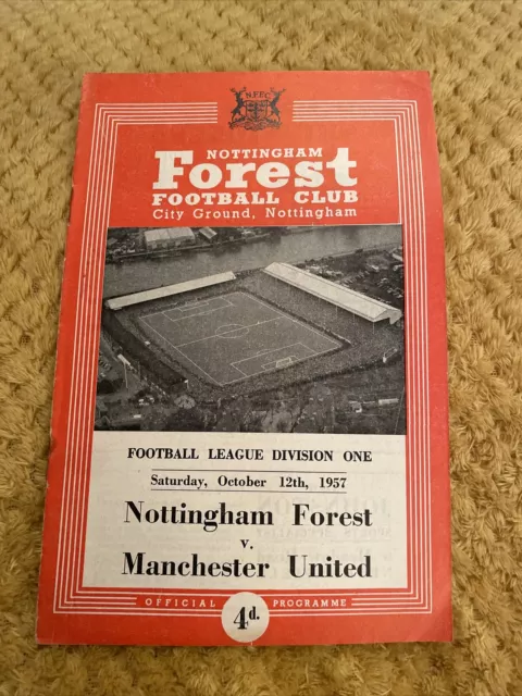 1957 Nottm Forest V Manchester Man Utd United 57/58 Munich Season Busby Babes Vg