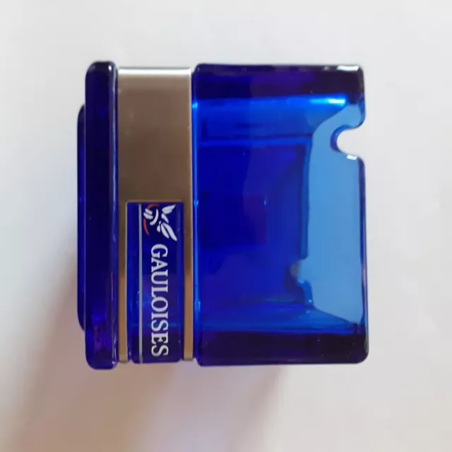 Original Gauloises aschenbecher blau, glas, 7,5x7,5cm, neuwertig, nicht benutzt