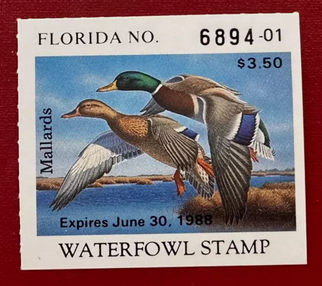 1987 US Florida State Duck Stamps SC#FL 9  $3.5 Mallards