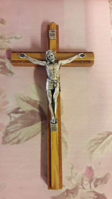 Crucifix En Bois D’Olivier Authentique De Bethléem – 12,7 Cm, Sculpture Artisanale Main, Idéal Cadeau Chrétien