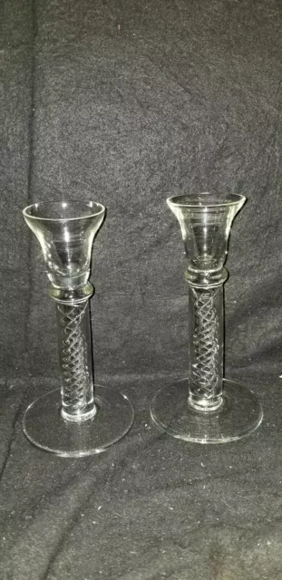 Stuart Air Twist Glass Candlesticks Candle Holders