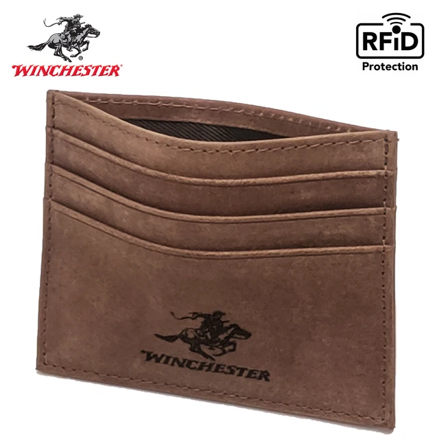 Winchester Credit Card Holder Front Pocket RFID Wallet Slim Thin Genuine Leather 3